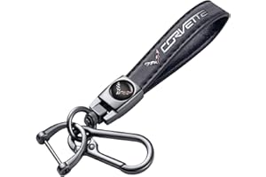 TACOMA Genuine Leather Car Key Chain for Corvette C4 C6 C5 C7 C8 Z06 KeyChain for Men and Women Family Present Key Ring Accessories Black