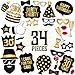 30th Birthday Photo Booth Props – Dirty Thirty Party Decoration Supplies for Him and Her, Funny Thirtieth Bday Photobooth Backdrop Signs for Men and Women, Fabulous Black and Gold Décor – 34 Pieces