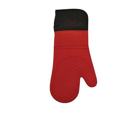Navisha Long Heat Resistant Textured Non-Slip Silicone Hand Gloves With Five Fingers (Random Colour)