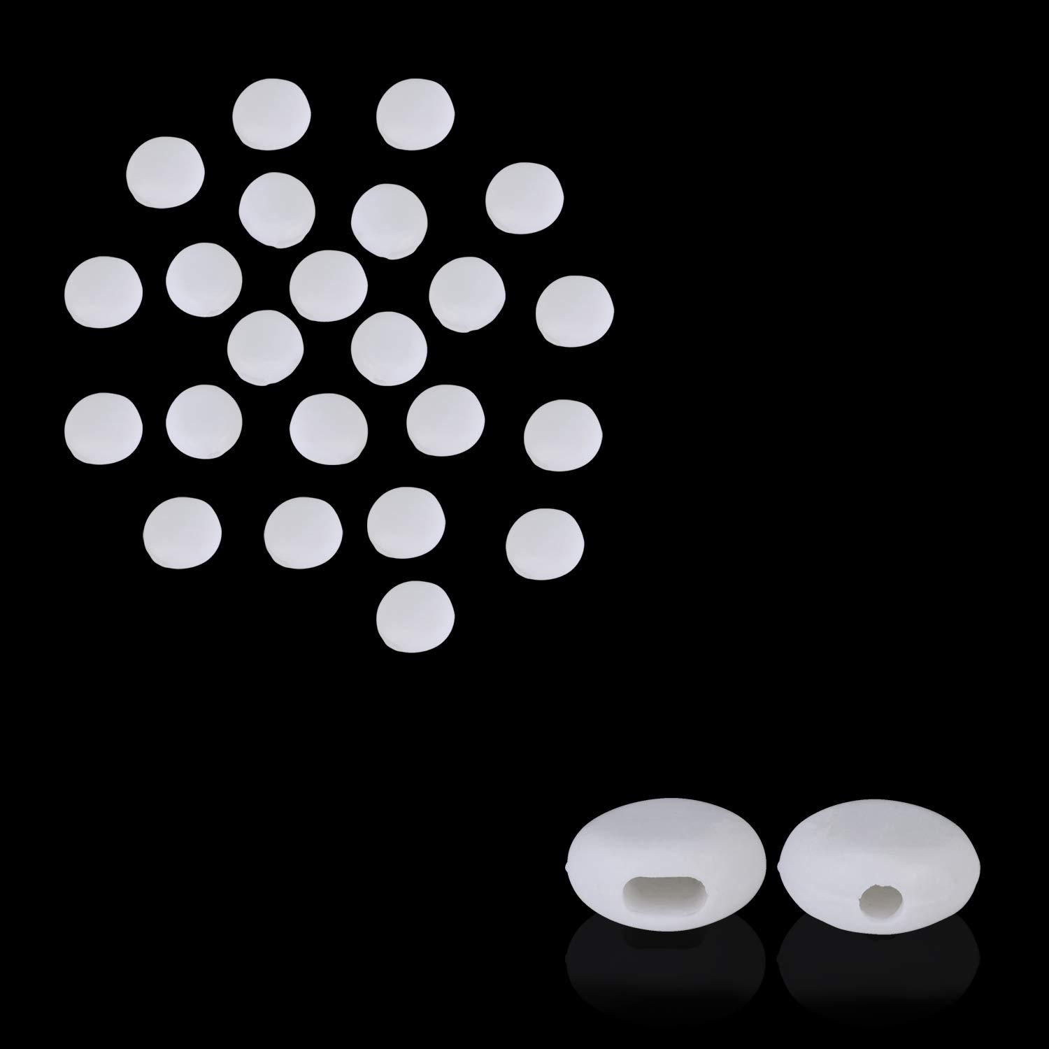 Trimming Shop Silicone Cord Locks Toggle Stopper Adjustable Fastener Buckles, Non-Slip & Durable for Elastic Drawstring, Making Face Cover (9.5mm, White, 50pcs)