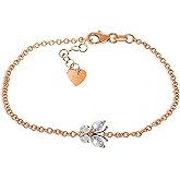 Galaxy Gold GG 0.6 Carat 14k Solid Rose Gold Butterfly Bracelet Aquamarine