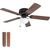 Prominence Home Alvina Traditional 42 Inch Ceiling Fan with Light, LED Flush Mount Ceiling Fan, Indoor Fan with 5 Blades, Lig