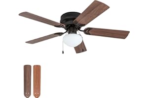 Prominence Home Alvina Traditional 42 Inch Ceiling Fan with Light, LED Flush Mount Ceiling Fan, Indoor Fan with 5 Blades, Light Cherry and Maple Brown Blade Finish Options, Bronze (50860-01)