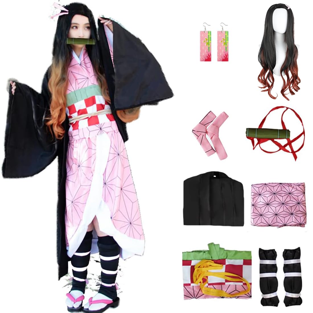 Photo 1 of IOPBOT Kimonos Cosplay Costumes Adult Women Girls Anime Japanese Kimono Robe Halloween Outfit with Accessories (Cosplay,XL)