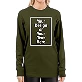 Personalized Tee Custom Long Sleeve Shirts for Women Design Your Own Image Text Photo Front/Back Print