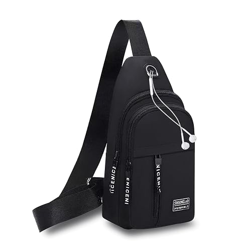 BAOWUABJ Men's Chest Bag, Shoulder Bag, Leisure Sling Bag, Small Rucksack for Men Lightweight Nylon Sling Rucksack Bag, Anti-theft Sling Shoulder Backpack for Hiking, Cycling, Travel, Camping