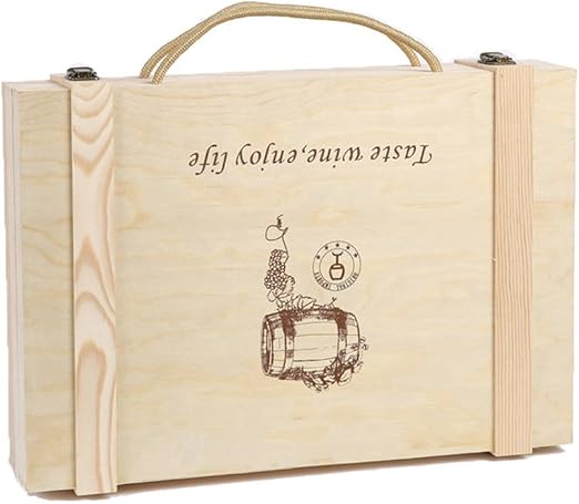 Lshky Retro Caja De Vino Madera Seis Botellas Color del Registro con Cerradura De Metal Y