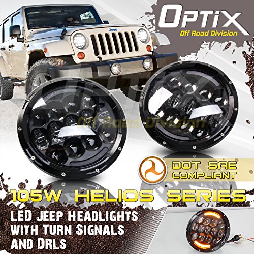 Optix jeep wrangler 7" inch 105w headlights osram led hi/lo …