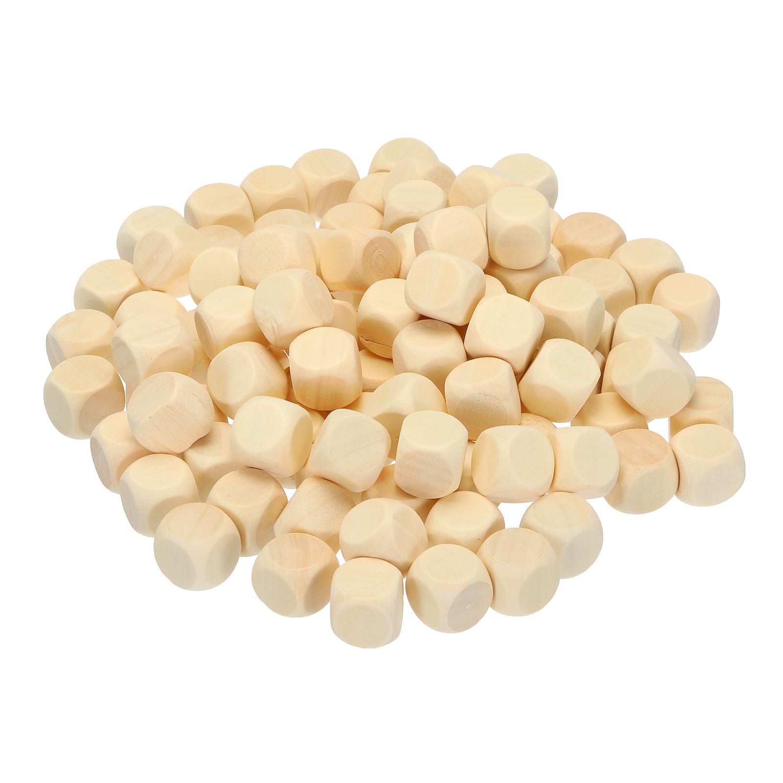 PATIKIL 15mm Blank Wooden Dice, 100 Pack Unfinished Wooden Blocks 6 Sided Wood Cube with Rounded Corners Square Wood Blocks for DIY Craft Projects