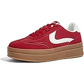 LUCKY STEP Women's Platform Fashion Sneakers Retro Casual Comfortable Walking Shoes Thick Sole Stylish Classic Tennis Trainers