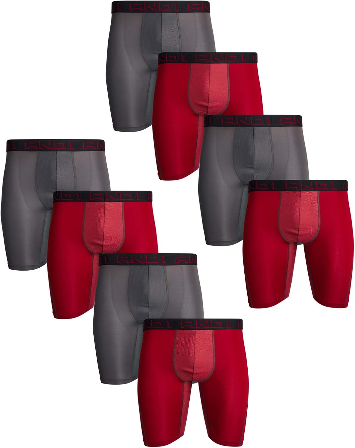 AND1 Mens High Performance Compression Boxer Briefs Underwear (8 Pack