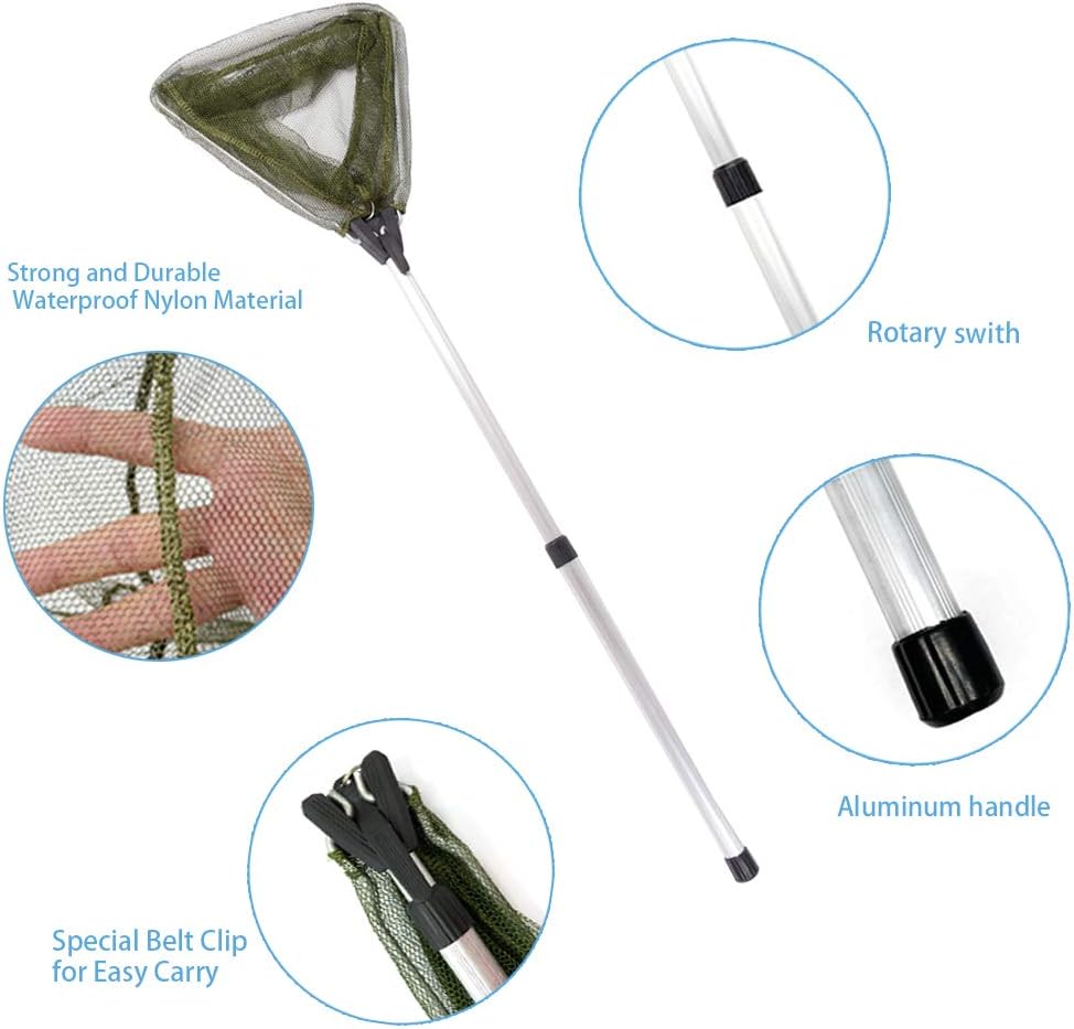 YVLEEN Kids Fishing Net for Lakes - Minnow Nets for Kids - Aluminum Collapsible Telescopic Fishing Pole handle and Nylon Mesh Small fishing net - Butterfly Nets for Kids Outdoor Playing : Sports & Outdoors
