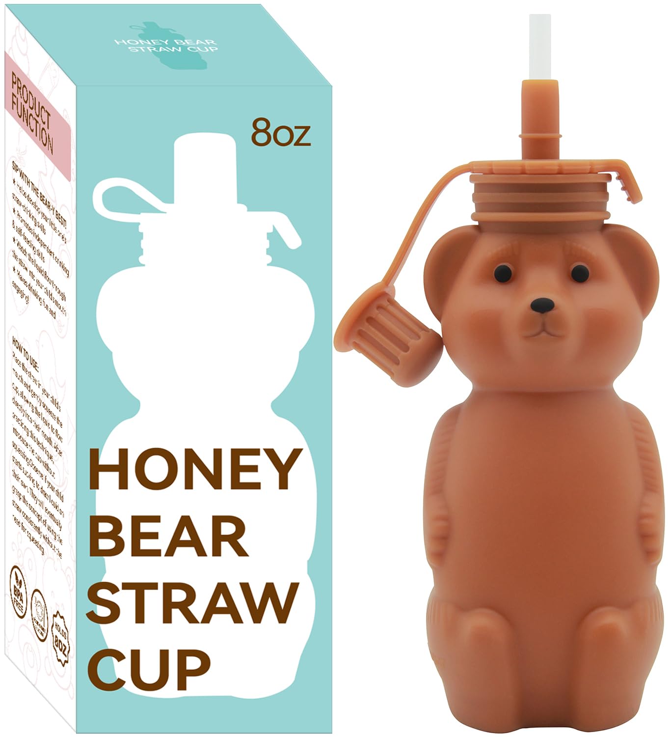 Photo 1 of Mootikar Honey Bear Silicone Straw Cup, Babies Water Drinking Cup, 8-Ounce Therapy Sippy Bottles for Speech and Feeding Training, BPA Free & Dishwasher Safe (BROWN)