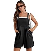 Vigorics Women's 2025 Summer Casual Rompers Loose Waffle Knit Short Overalls Adjustable Strap Jumpsuit