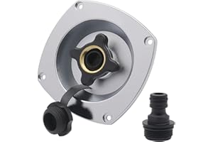 Ambuker RV City Inlet Connection Pressure Reducing Fill Hatch with Brass Check Valve and Quick Coupler Dustproof Inlet Hose Adapter for Fresh Water Fill Compatible with RV Boat Camper Trailer(Silver)