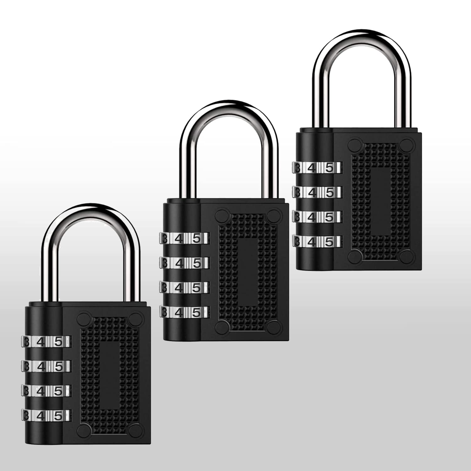 Pack of 3, 4 Digit Combination Pad Lock Resettable Combo Lock Security Lock Steel Anti Rust and Waterproof for School Gym and Staff Lockers Large Luggage Hasp Cabinet Shed Garage Locker