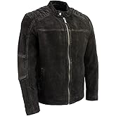Milwaukee Leather Vintage SFM1801 Men's Black Nubuck Leather Zipper Front Motorcycle Style Fashion Jacket