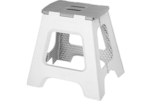 Vigar Compact Step Stool Foldable, 16-inch Step Stools for Adults up to 330 Pound, Lightweight Stool, Non-Slip Folding Step Stool, Gray