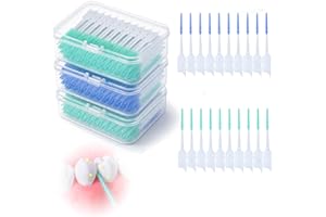300 Pieces Dual Use Interdental Brushes, Soft Silicone Disposable Dental Picks with Convenient Carry Case, Dental Floss Picks