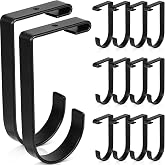 Ferraycle 12 Pcs Add on Storage Hooks Overhead Garage Rack, Black | For Ceiling Rack and Wall Shelving, Bike Flat Hanging, Heavy Duty Metal, Expandable Garage Hooks, Black Finish