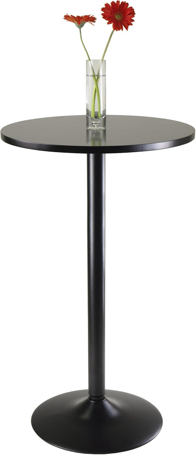 Winsome Obsidian Pub Table Round Black Mdf Top with Black Leg And Base - 23.7-Inch Top, 39.76-Inch Height: Furniture & Decor