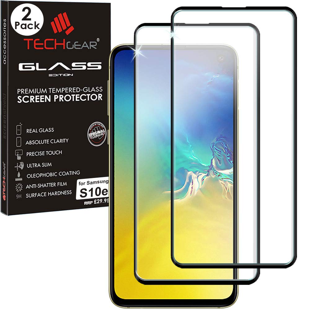 TECHGEAR [2 Pack] Screen Protectors for Galaxy S10e [Case Friendly fit] 3D Tempered Glass Screen Protector Guards Cover Compatible with Samsung Galaxy S10e (NOT for S10, S10+)