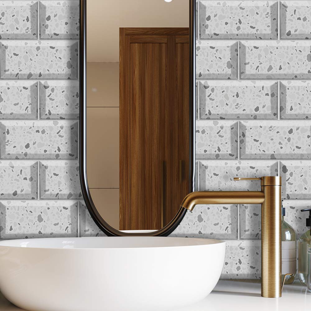 Marble Effect Wall Tile Transfers Sticker for Home Decor, Peel & Stick self-Adhesive splashback, Tile Decals for Living Room Kitchen Bathroom Decor, 27 Pieces