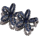 EXCEART Decorative Rhinestone Hair Accessories - 2Pcs Mini Retro Crystal Claw Clips With No-Slip Metal Grip Jaw Barrette Clamps for Women and Girls