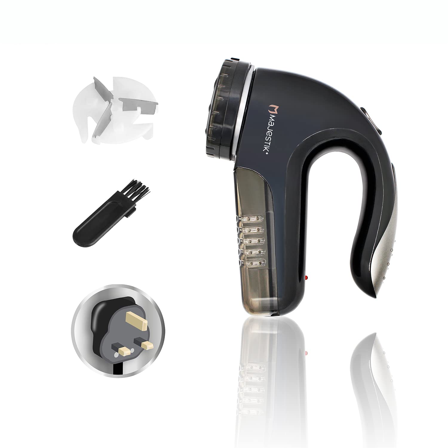 Fabric Shaver Black Plug In Electric Lint Remover with Power Cord Portable Clothes Shaver Comes with Three Blades for Efficient Bobbles Fuzz Removing By Majestik+