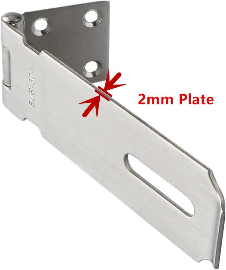 Adiyer Padlock Staple Safety Hasp Door Clasp Gate Lock Latch, 304 Stainless Steel, Brushed Finish (4-inch) - - 