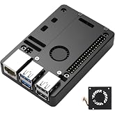 eleUniverse Ultra-Thin CNC Aluminum Case with Fan for Raspberry Pi 5 | GPIO Access Active Cooling Metal Shell