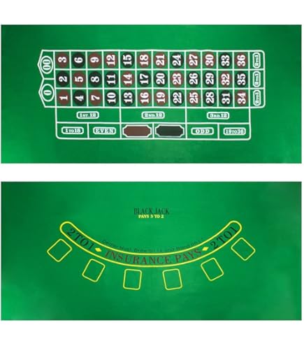 Tapis De Poker Double Face – Texas Hold'em & Blackjack – 60x90 Cm – Feutre Vert Casino