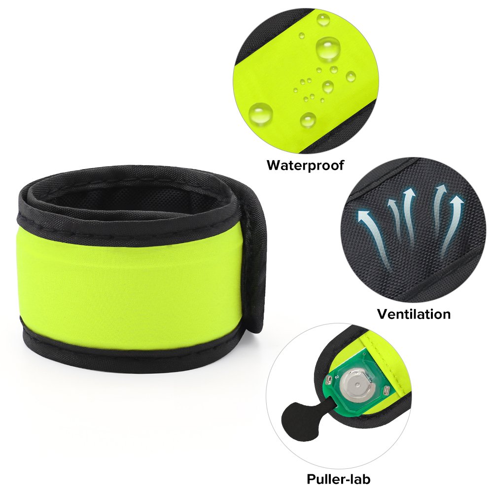 CLAN-X BSEEN Slap Armband, Designed for Night Running, Cycling, Walking, Walking Dogs&Parkour，Multi-Color Optional (Green)
