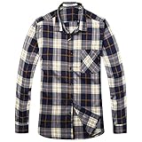 OCHENTA Men's Button Down Long Sleeve Plaid Flannel Shirt 03 Asian 5XL - US XL+