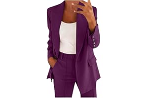 Blazer Suit Set for Women Plus Size Lapel Jackets Long Pants Work Official Lounge Set Casual 2 Piece Blazer Suits