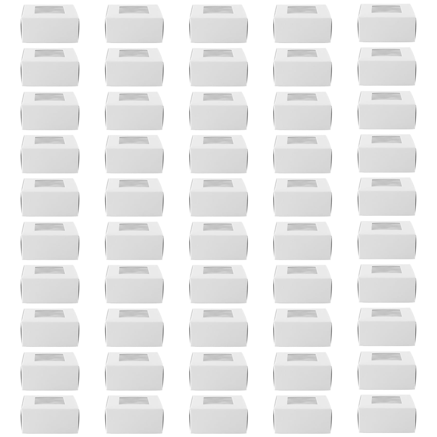 Pinafresa 50 Pieces Mini Paper Box with Window Present Packaging Box Treat Box for Homemade Soap Treat Bakery Candy (White)