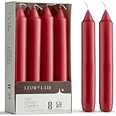 Leor &amp; Lair Red Candlesticks, Pack of 8 Short Taper Candles, Unscented | 5 Hour Red Candles Sticks for Romantic Dinners, Valentines Day &amp; Christmas Decoration