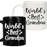 Breezy Valley Grandma and Grandpa Mugs - Grandparents Valentine Gifts from Grandchildren Grandkids, Worlds Best Grandma Grandpa Birthday Gifts, Mothers Fathers Day Gift for Grandparents Coffee Mug Set