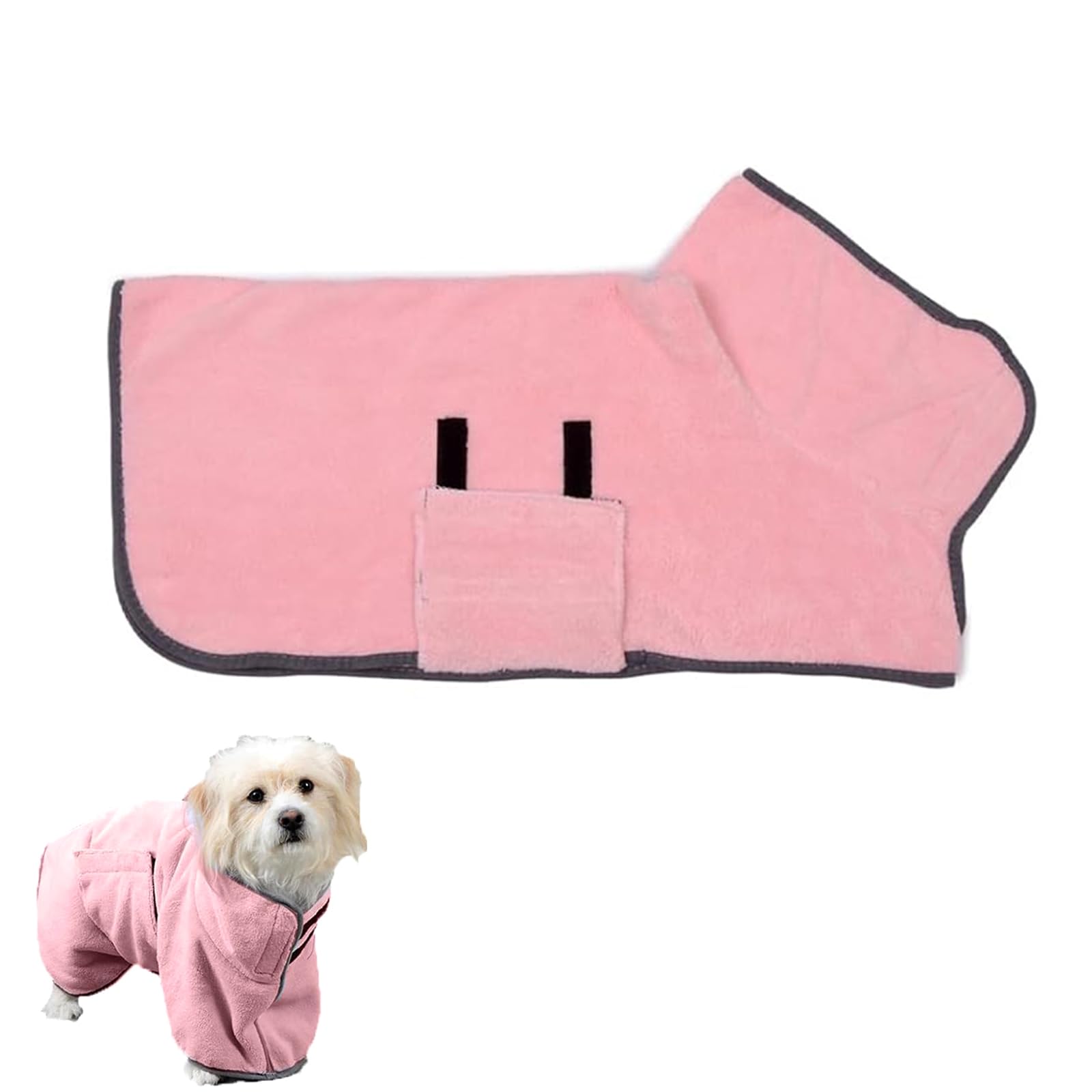 Ruff and Tumble Dog Drying Coat - Pool & Beach - Adjustable Microfiber Robe for Drying Dogs - Small Pink