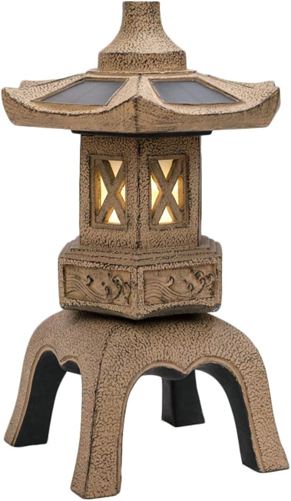 18.9" Height Stone Pagoda Outdoor Statue, Japanese Style Pagoda Lantern