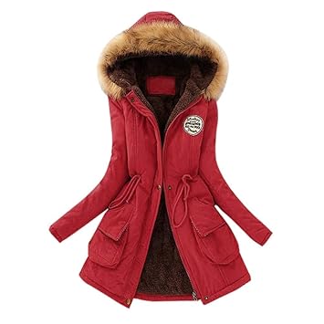 red hooded coat ladies