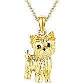 AXOMY Yorkie Necklace 925 Sterling Silver Yorkie Heart Shape Pendant Necklace Paw Print Dog Jewelry Gifts for Women Mom Grandma