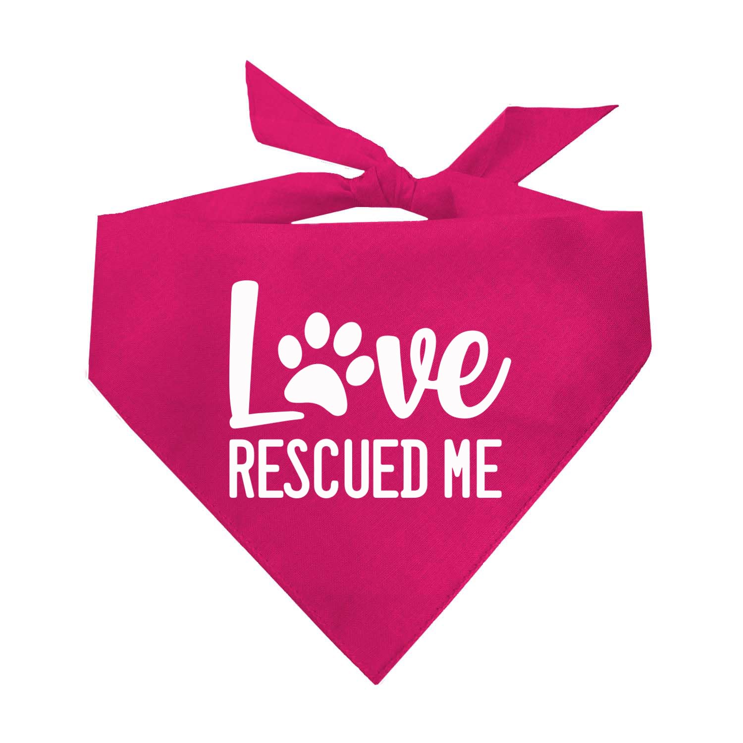 Love Rescued Me Adoption Rescue Dog Triangle Dog Bandana (Pink OS 164)