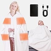 Cordless Heated Blanket with Detachable Hood,Wearable Heated Blanket with 3 Heating Levels,Portable Heating Blanket 52 * 64" Heated Throw Blanket with Power Bank&Charging Cable for Women Man