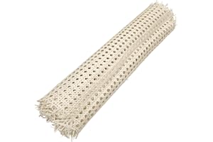 DISCOUNT TRENDS 24” Wide Semi-Bleached Rattan Webbing Roll for Caning Projects, Natural Pre - Woven Open Mesh for Caning Chair, Craft Cabinet and Furniture - Rattan Hexagon Cane Webbing (24" x 48")