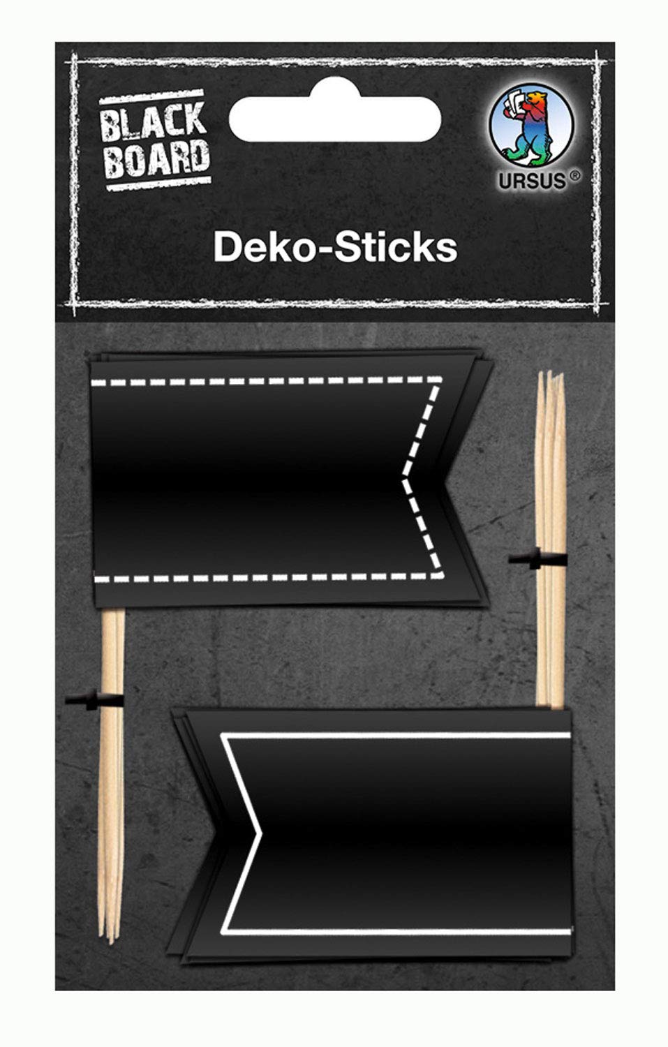 Ursus 42930002 Blackboard Foil Decorative Sticks, Matt Black, Approx. 5.5 x 3.5 cm, pack of 10