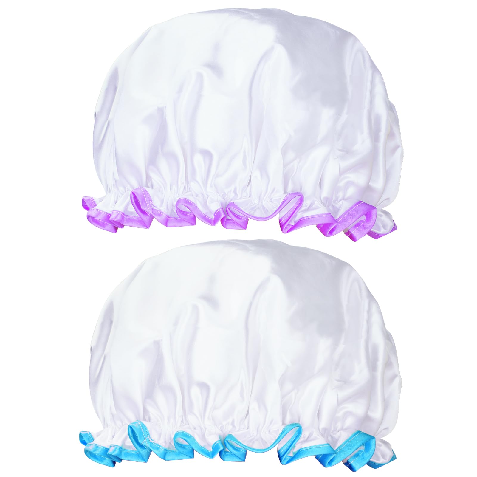 G2PLUS 2PCS Large Shower Cap for Long Hair, 32CM Clear Hair Caps for Girls and Women, Reusable Elastic Bath Caps for Girls Spa Home Use