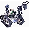Smart Robot Car Kit for Raspberry Pi, Tank Robot Chassis Real-Time Video Transmission, WiFi/Bluetooth Control, Path Planning, Programmable Robot Kit (Without Raspberry Pi-Silver)