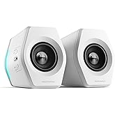Edifier G2000 RGB Gaming Speakers, 32W Peak Power, Compact Design for PC/PS4/Desktop, Bluetooth 5.1, 3.5mm AUX, Game/Movie/Music Modes, 12 RGB Lighting Effects - White