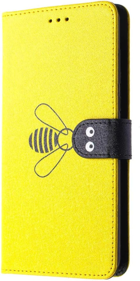 Samsung Galaxy A10 Case, Shock-Absorption Flip PU Leather Embossed Cute Bea Phone Cases Notebook Wallet Back Bumper Magnetic Closure Card Holder Slots Pouch Slim Protective Cover yellow